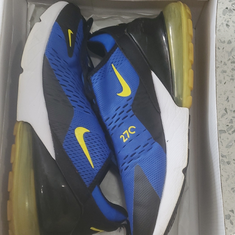 Nike Air Max 270 Black and Blue with Yellow Accents